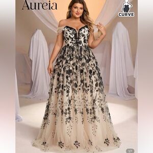 Aurelia Off-Shoulder Black and Cream Dress